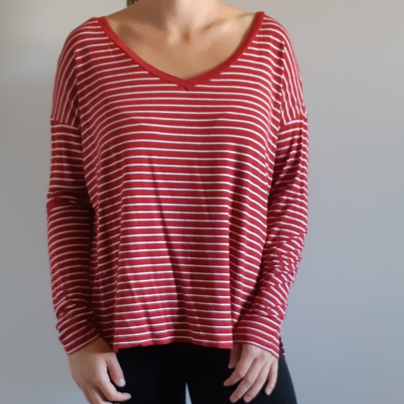 Red and White Stripped Long Sleeve Shirt - Picture 2 of 6